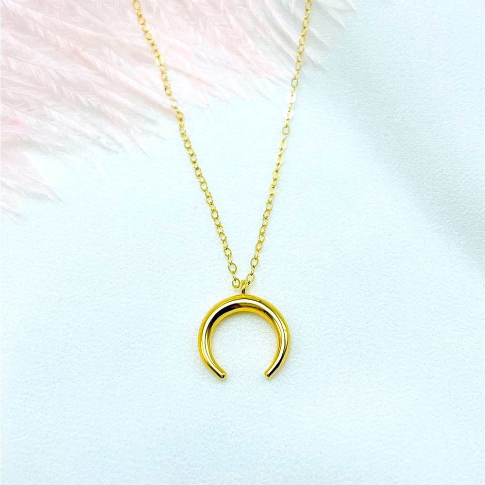 Gold half moon necklace, Moon necklace,Gold filled necklace,Dainty moon necklace